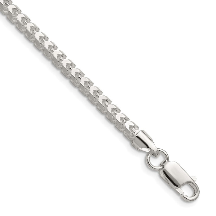 Exclusive 4.0mm Diamond Cut Square Franco Chain in Sterling Silver - Stylish Value!-1