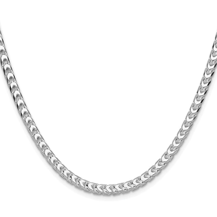 High-Quality Rhodium-Plated Sterling Silver 4.7mm Franco Necklace - Stylish Value-2