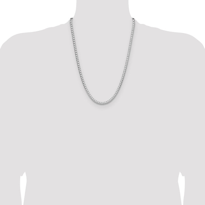 High-Quality Rhodium-Plated Sterling Silver 4.7mm Franco Necklace - Stylish Value!-4