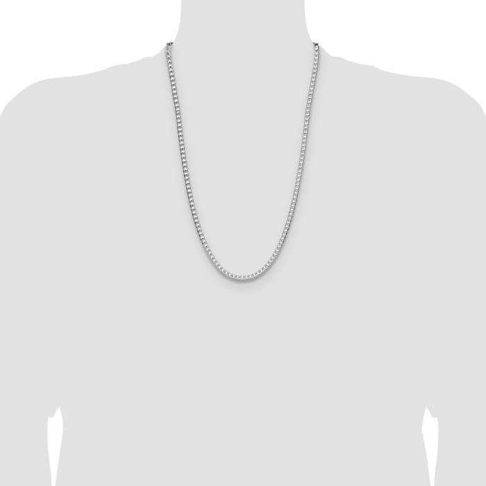 Buy Stylish Rhodium-Plated Sterling Silver 4.7mm D/C Square Franco Chain-4