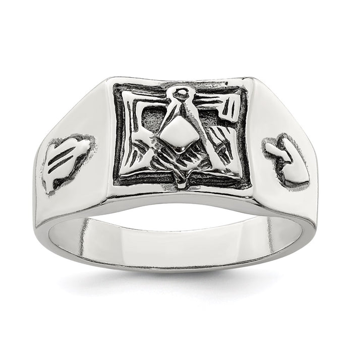 High-Quality Antiqued Sterling Silver Masonic Ring - Stylish Design & Value-1