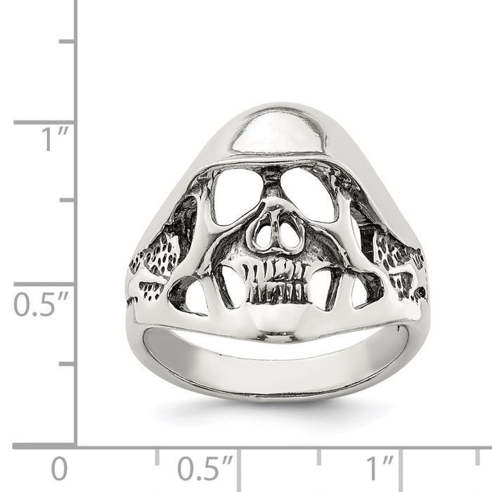 Exclusive Antiqued Sterling Silver Skull Ring - Stylish Design, Affordable Luxury-3