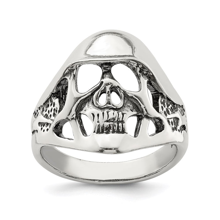 Exclusive Antiqued Sterling Silver Skull Ring - Stylish Design, Affordable Luxury-1
