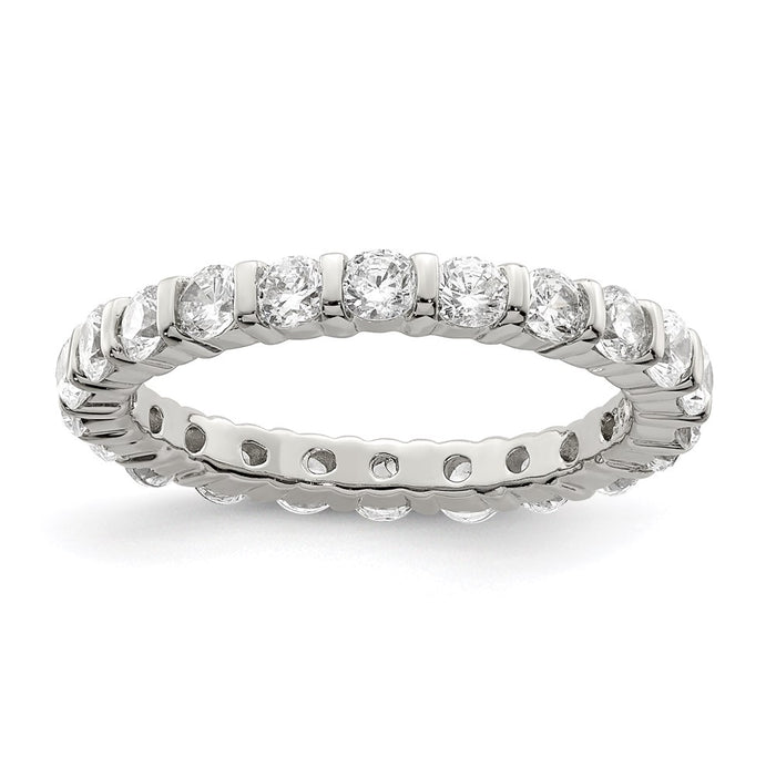 Shop Exclusive Rhodium-Plated Sterling Silver Cubic Zirconia Band - Stylish Value!-1