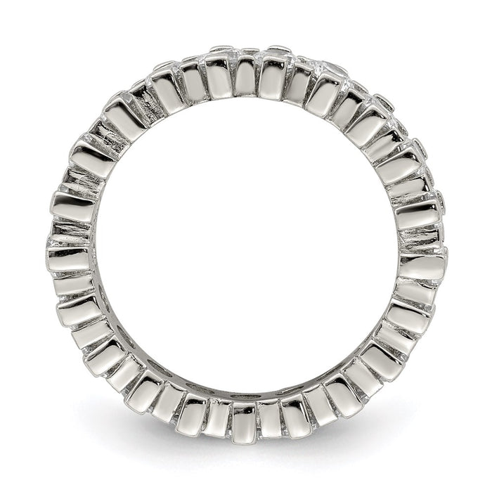 Shop Stylish Rhodium-Plated Sterling Silver CZ Eternity Ring - Affordable Luxury-2