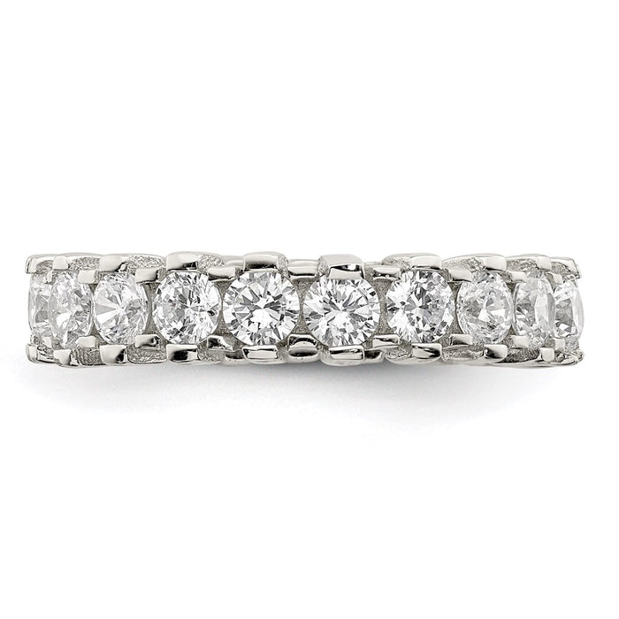 Buy Stylish Rhodium-Plated Sterling Silver Eternity Ring with CZ - Affordable Luxury-5