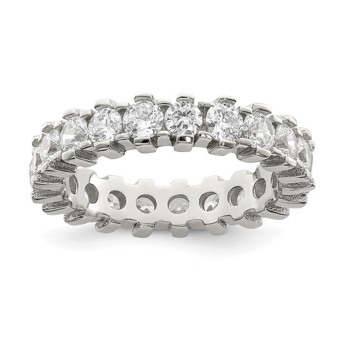 Buy Stylish Rhodium-Plated Sterling Silver Eternity Ring with CZ - Affordable Luxury-1