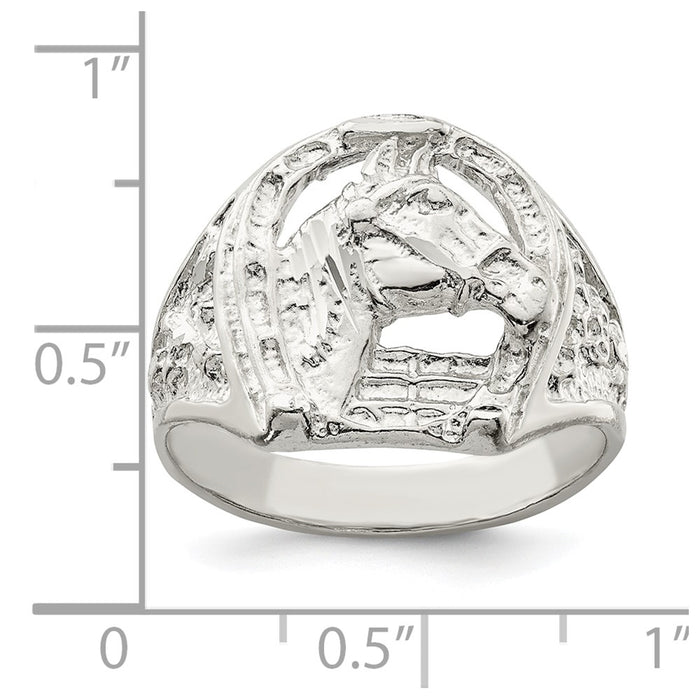 Shop Stylish Sterling Silver Horseshoe Ring with Horse Head Design | Affordable Quality-3