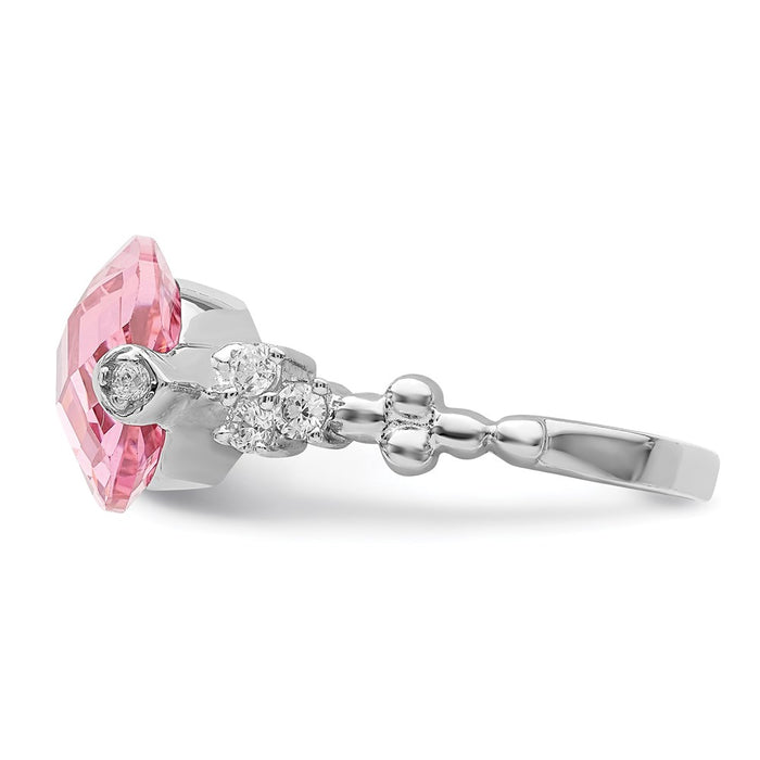 Shop Exclusive Rhodium-Plated Sterling Silver Ring with Pink CZ - Stylish Value!-4