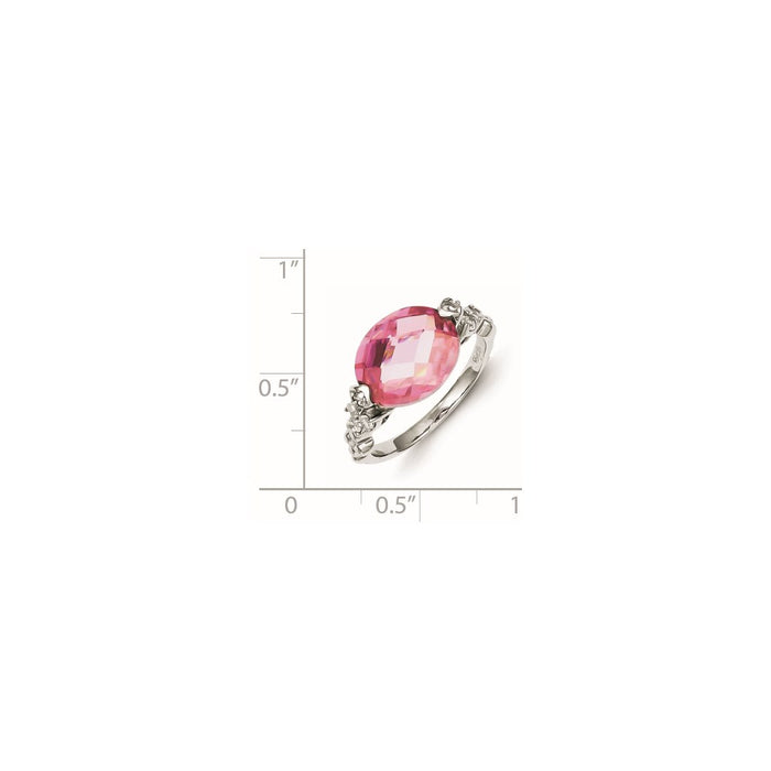 Shop Exclusive Rhodium-Plated Sterling Silver Ring with Pink CZ - Stylish Value!-3