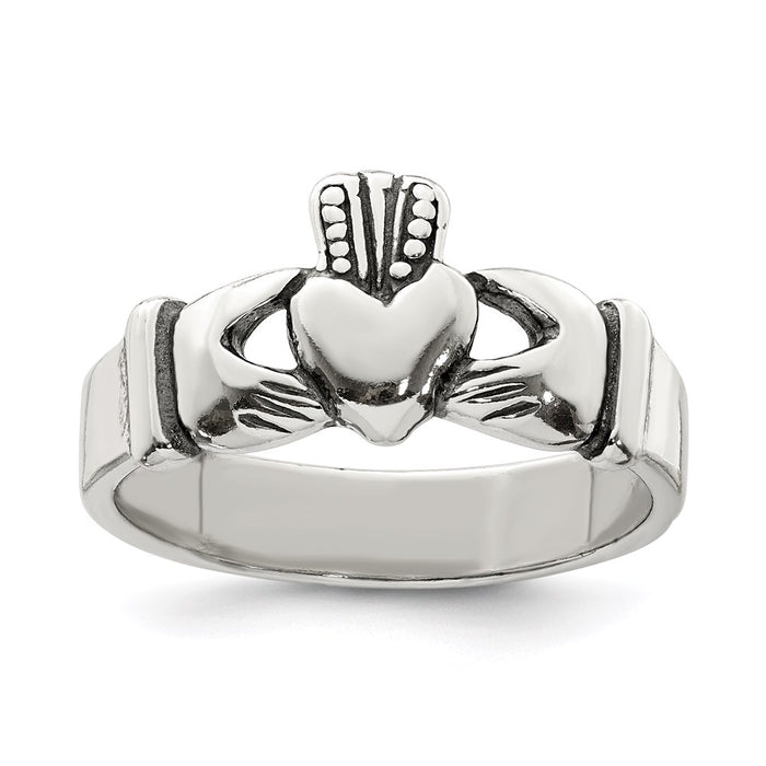 High-Quality Antiqued Sterling Silver Claddagh Ring - Stylish & Affordable!-1
