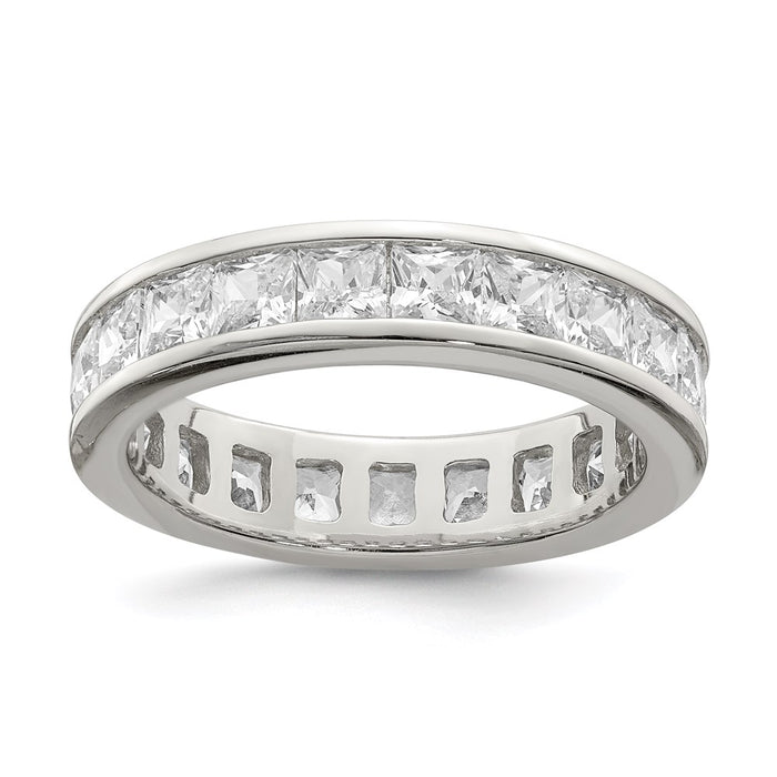 Shop Stylish Rhodium-Plated Sterling Silver CZ Eternity Ring | Affordable Luxury-1