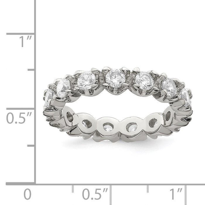 Exclusive Rhodium-Plated Sterling Silver Eternity Band with CZ - Luxury Value!-3