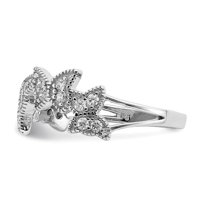 Exclusive Rhodium-Plated Sterling Silver Butterfly Ring | Stylish CZ Accents-4