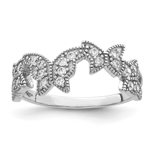 Exclusive Rhodium-Plated Sterling Silver Butterfly Ring | Stylish CZ Accents