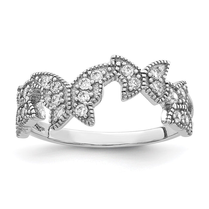 Shop Stylish Rhodium-Plated Sterling Silver Butterfly Ring with CZ Accents-1
