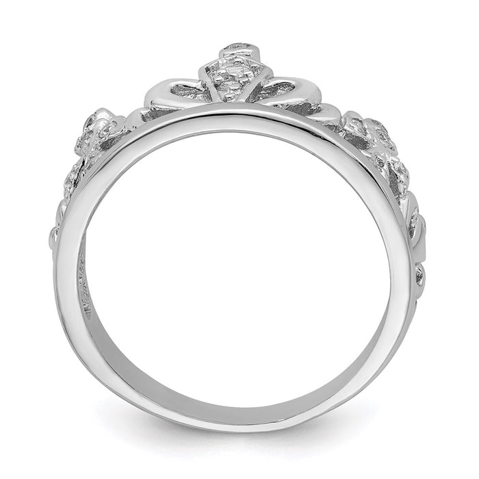 Buy Exclusive Rhodium-Plated Sterling Silver CZ Crown Ring - Stylish Design-2