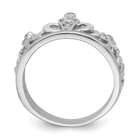 Exclusive Rhodium-Plated Sterling Silver CZ Crown Ring - Affordable Luxury Design
