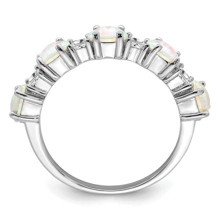 Shop Exclusive Rhodium-Plated Sterling Silver Ring, 14K Opal & Zirconia - Stylish Value!-2