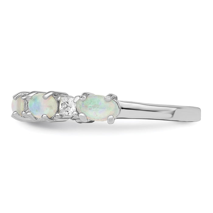 Shop Stylish Rhodium-Plated Sterling Silver Ring with Opal & CZ - Affordable Luxury-3