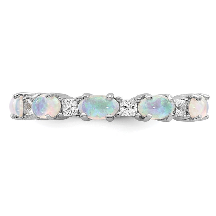 Shop Exclusive Rhodium-Plated Sterling Silver Ring, 14K Opal & Zirconia - Stylish Value!-4