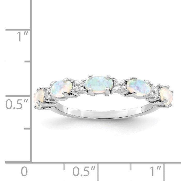 Exclusive Rhodium-Plated Sterling Silver Ring with Lab-Created Opal & CZ, Stylish Value-4