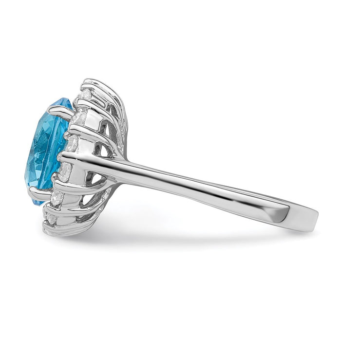 Shop Stylish Rhodium-Plated Sterling Silver Ring with Blue & Clear Zirconia-3