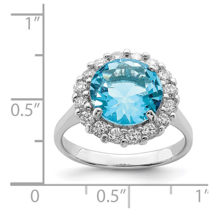 Shop Stylish Rhodium-Plated Sterling Silver Ring - Blue & Clear CZ, Affordable Price-4
