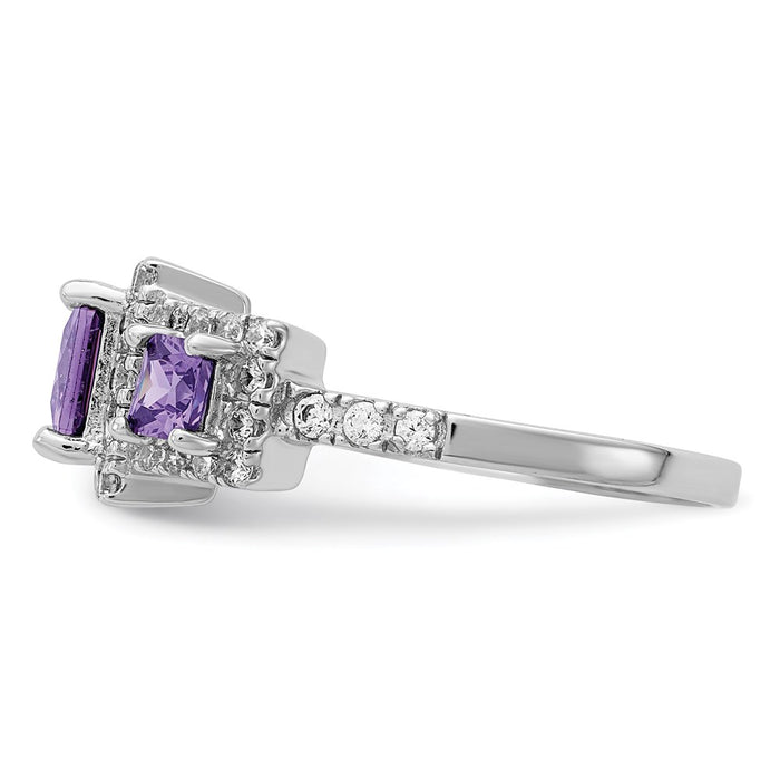 Buy Stylish Rhodium-Plated Sterling Silver Purple Square CZ Ring - 14K Value-3