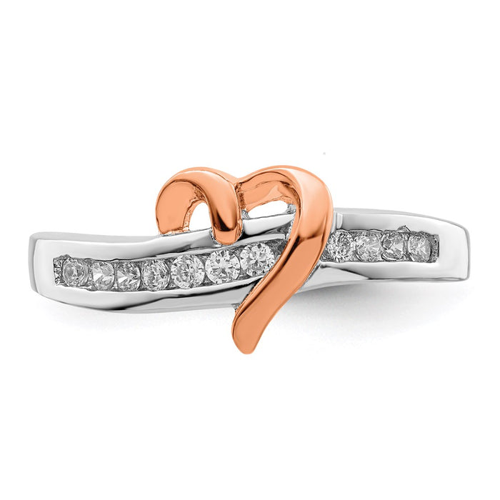 High-Quality Polished Heart CZ Ring | Stylish Rhodium-Plated Silver Vermeil-4