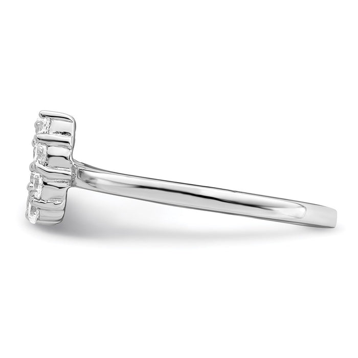 Buy High-Quality Polished U-Shaped Clear CZ Ring in Rhodium-Plated Silver-3