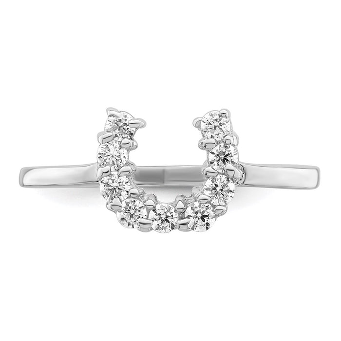 Shop Stylish Polished U-Shaped Clear CZ Ring - Rhodium-Plated Sterling Silver-4
