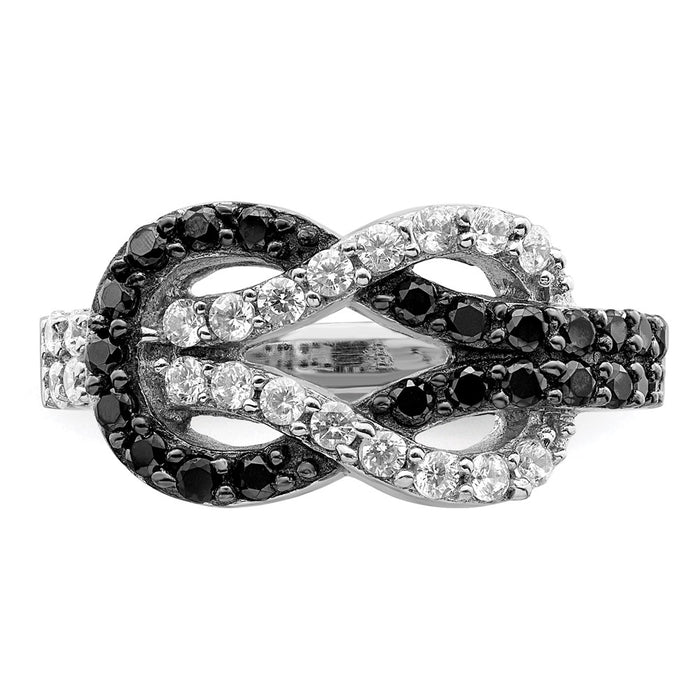 Buy Designer Sterling Silver Love Knot Ring, Rhodium-Plated, Stylish CZ-4