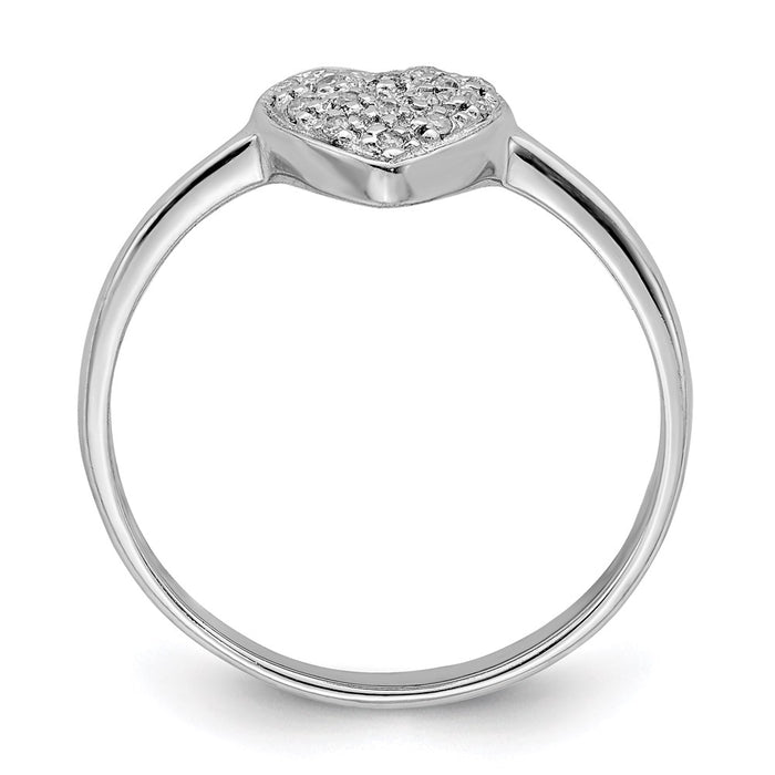 Buy Exclusive Rhodium-Plated Sterling Silver Heart Ring with Diamonds - Affordable Luxury-2