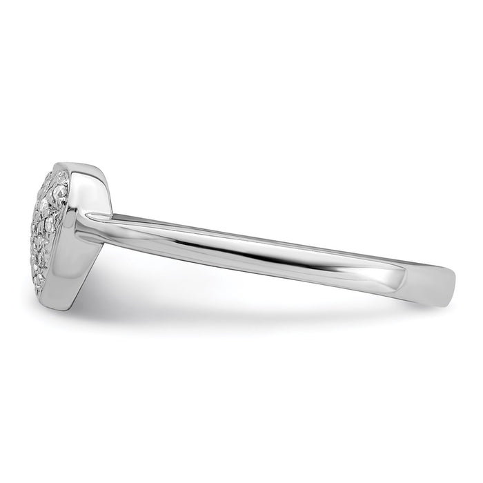 Exclusive Rhodium-Plated Sterling Silver Diamond Heart Ring - Stylish Design-3