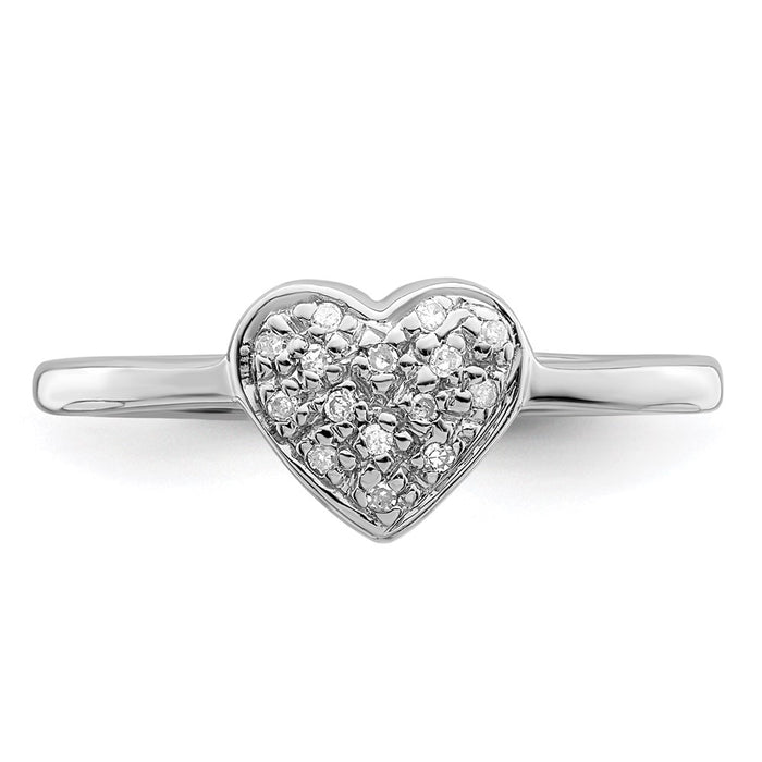 Buy Exclusive Rhodium-Plated Sterling Silver Heart Ring with Diamonds - Affordable Luxury-4