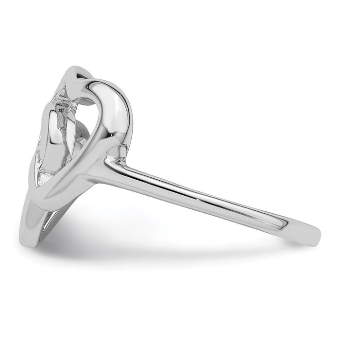 Buy Exclusive Rhodium-Plated Sterling Silver Heart Ring with Diamond Accents-3