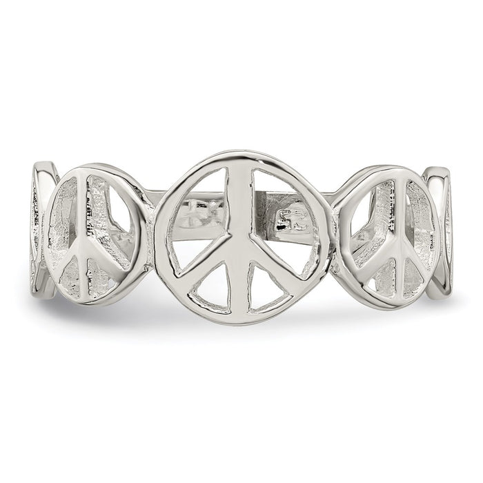 Buy Stylish Polished Sterling Silver Peace Ring - High-Quality Design-4