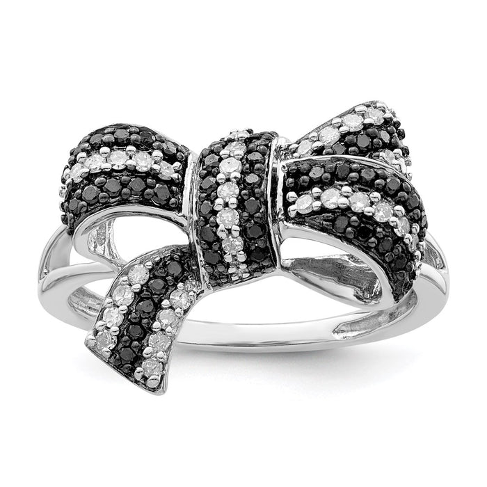 Buy Exclusive Rhodium-Plated Sterling Silver Bow Ring with Diamonds - Stylish Value-1