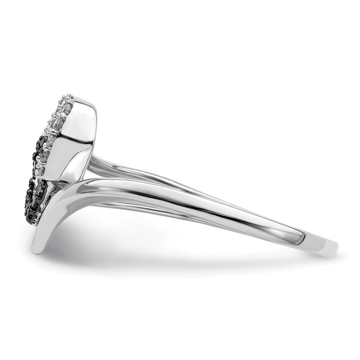 Exclusive Sterling Silver Double Heart Ring with Black & White Diamonds - Affordable Price!-3