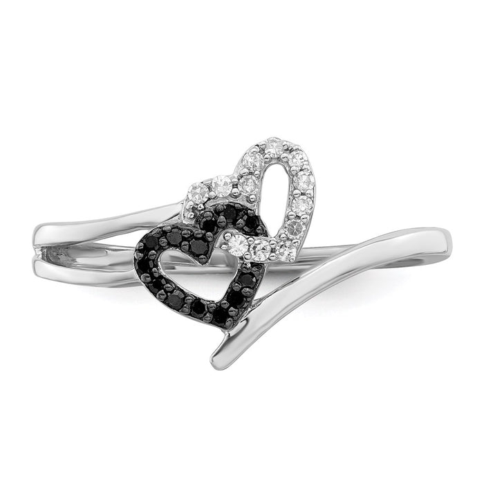 Buy Exclusive Sterling Silver Double Heart Ring with Diamonds - Affordable Luxury-4