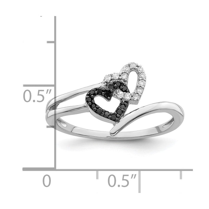 Exclusive Sterling Silver Double Heart Ring - 14K Rhodium-Plated with Diamonds-5