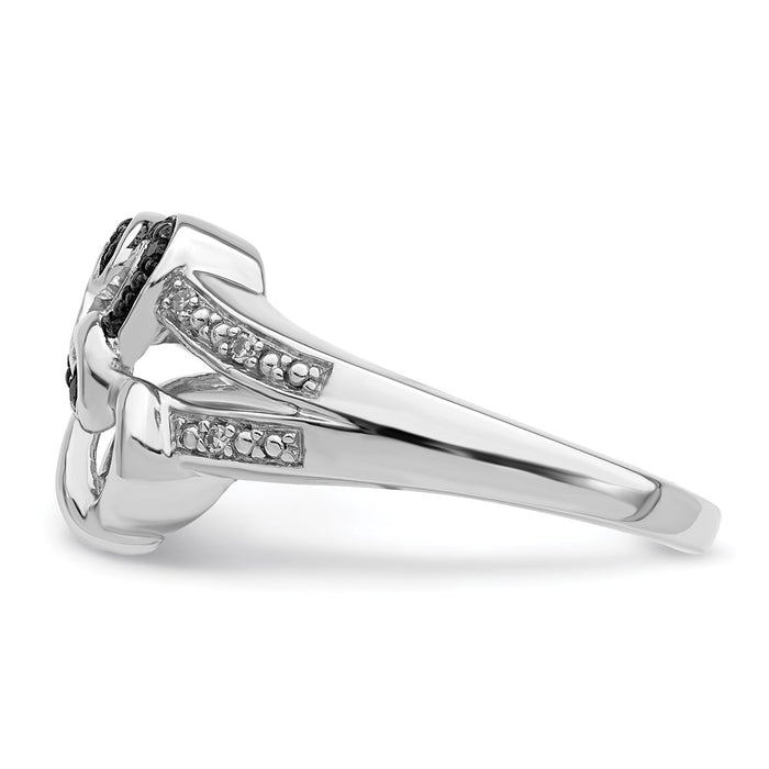 Exclusive Rhodium-Plated Sterling Silver Heart Ring with Black & White Diamonds - Affordable Luxury-3