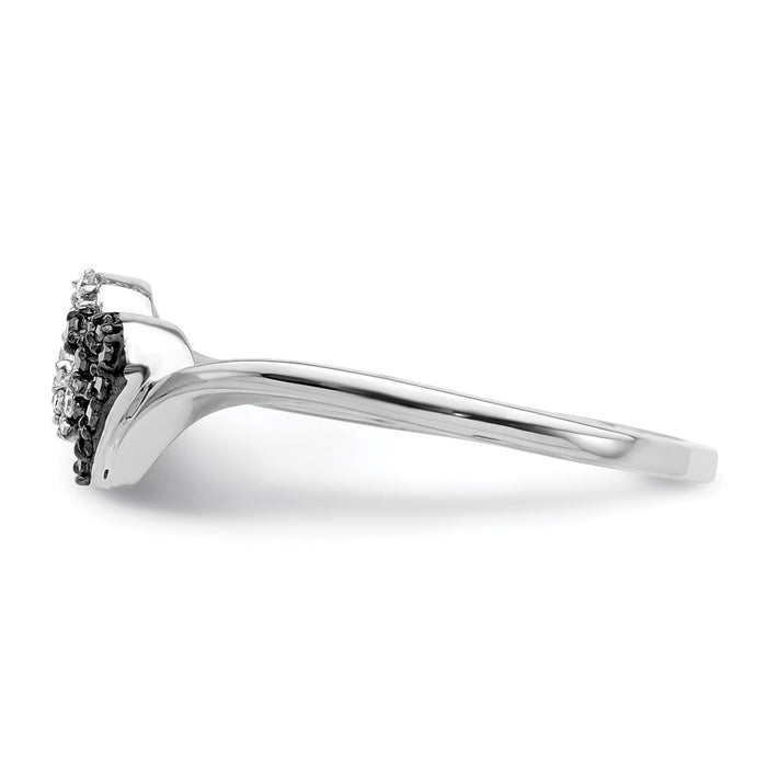 Exclusive Sterling Silver Double Heart Ring with Black & White Diamonds - Stylish & Affordable-3