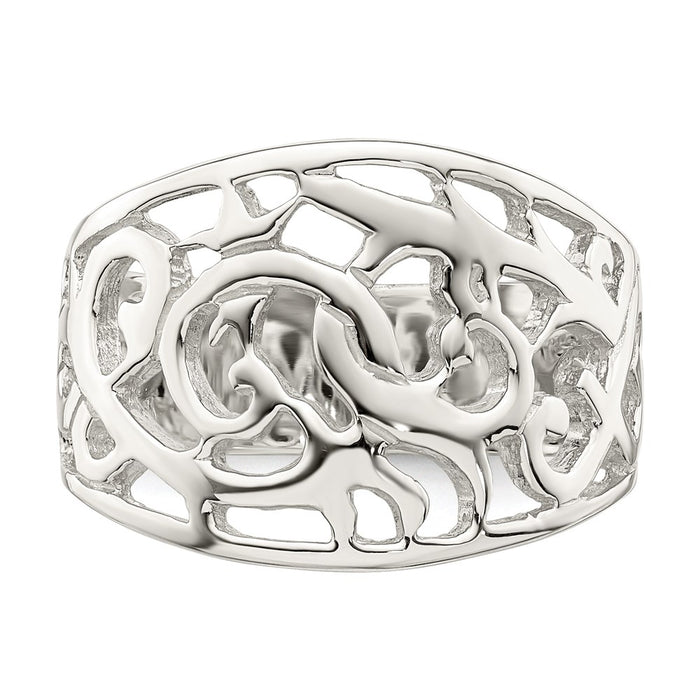 Exclusive Rhodium-Plated Sterling Silver Swirl Ring - Stylish & Affordable Elegance-4