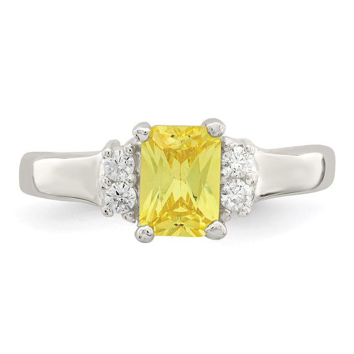 Shop Stylish Sterling Silver Ring with Yellow & White Cubic Zirconia - Affordable Luxury-5
