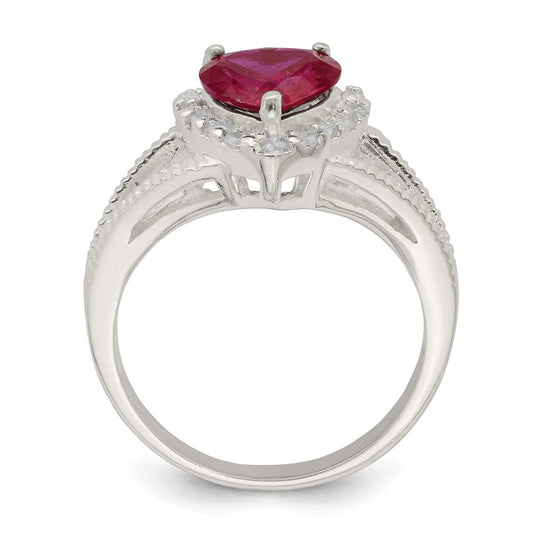 Buy Exclusive Sterling Silver Heart Ring with Red CZ Gemstone - Affordable Luxury