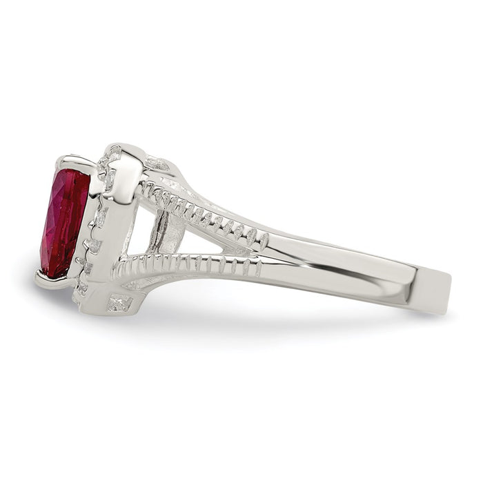 Shop Stylish Sterling Silver Heart Ring with Red Cubic Zirconia - Affordable Elegance-4