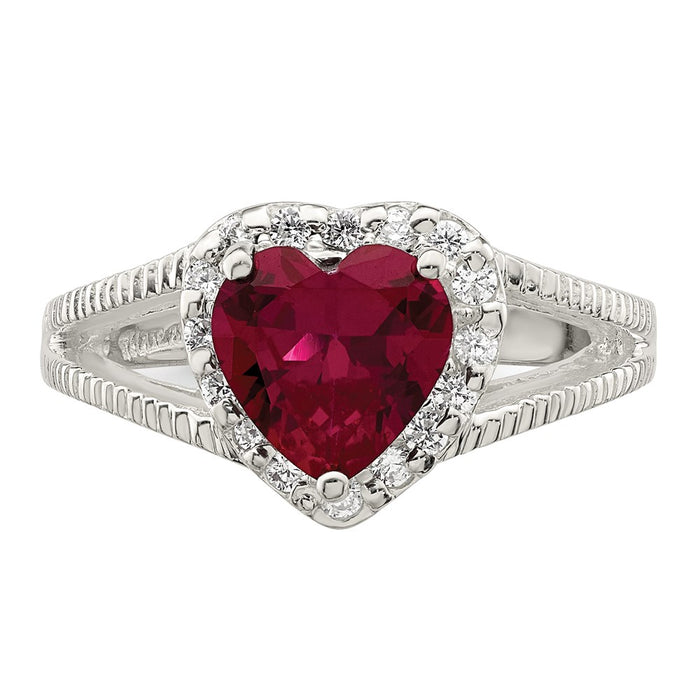 Shop Exclusive Sterling Silver Heart Ring with Red CZ Gemstone - Stylish!-4