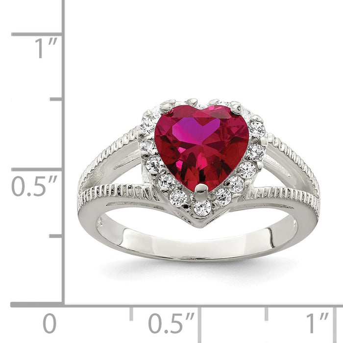 Shop Stylish Sterling Silver Heart Ring with Red Cubic Zirconia - Affordable Elegance-3